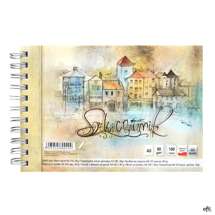 Szkicownik artystyczny A5 100k, na spirali KRESKA