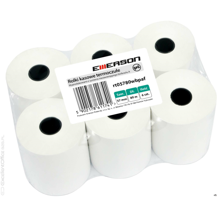 Rolki termiczne 57x80m 6szt EMERSON rt05780wkbpaf BPA FREE