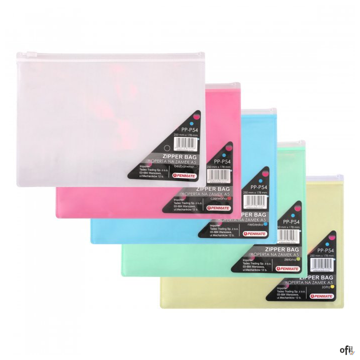 Koperta na zamek z PP A5 czerwona PENMATE TT6696