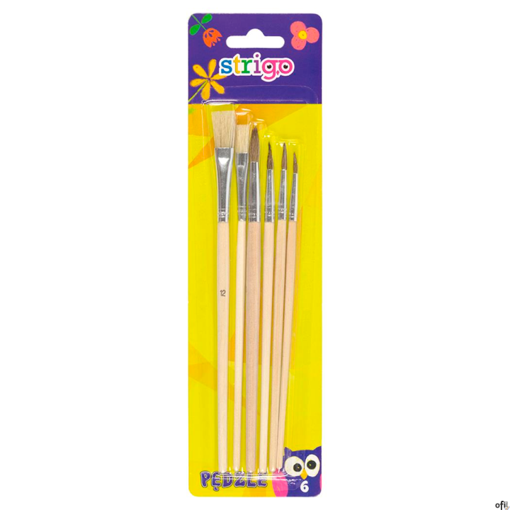 Drewniane pędzle 6szt. blister STRIGO SSC031