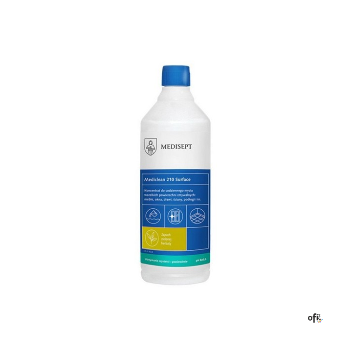 MEDICLEAN 210 Surface Uniwersalny koncentrat do mycia wszelkich powierzchni wodoodpornych 1l (zielona herbata)