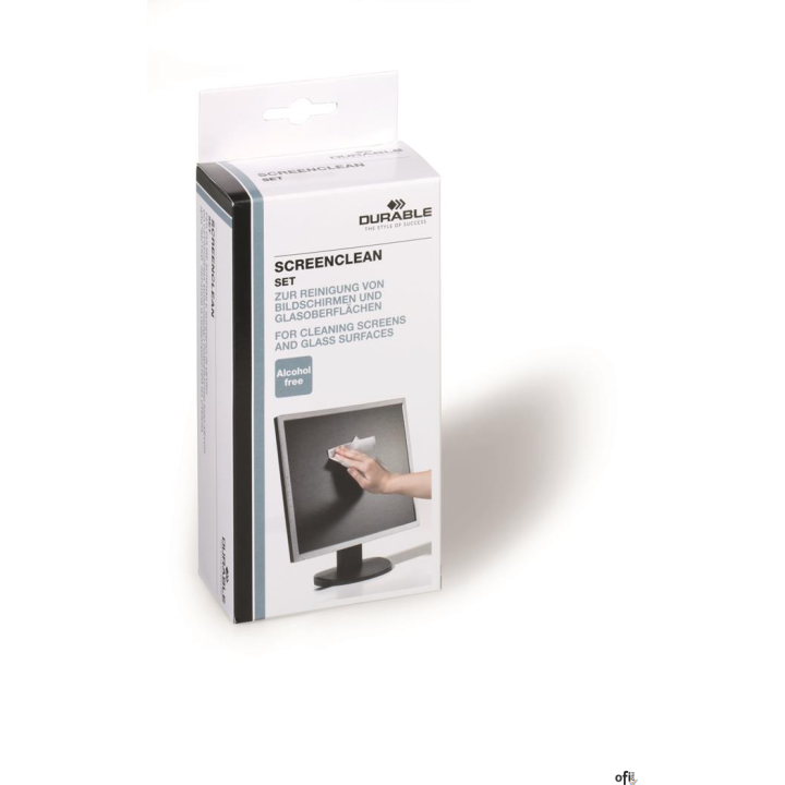 Zestaw do czyszczenia ekranów DURABLE (570700) płyn 125ml+20szt ścier mix