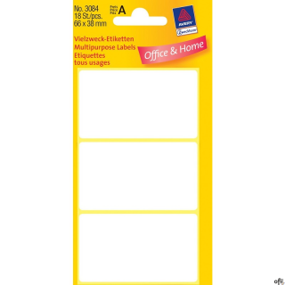 Trwałe minietykiety do opisywania ręcznego, 18 etyk./op., 76 x 39 mm, białe, AVERY ZWECKFORM, 3081