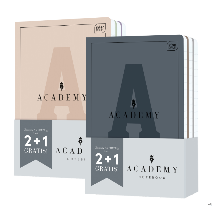 Zeszyt A5 60k. linia 90g. (3 szt.) ACADEMY Hybrid mix INTERDRUK