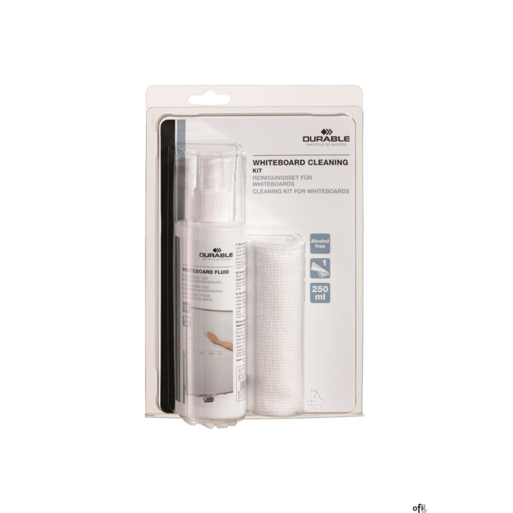 Zestaw do czyszczenia tablic suchościeralnych DURABLE (583300) płyn250ml+ściereczka z mikrofibry