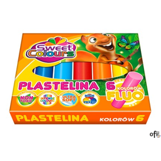 Plastelina 6 kolorów fluo Sweet Colours 01525 KOMA-PLAST