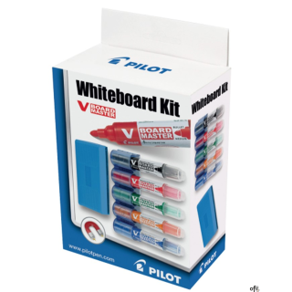 Komplet markerów suchościeralnych do tablic (5szt. mix kolor marker + gąbka + holder) V-BOARD MASTER PILOT PIKIT-VBM-S5