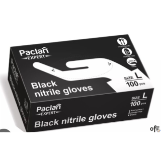 Rękawice nitrylowe czarne L 100szt. PACLAN