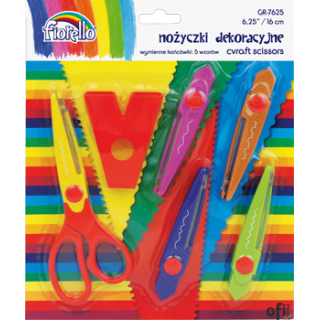 Nożyczki GRAND 6, 25 GR-7625 15cm, 5 wzorów ostrzy, blister 130-1674