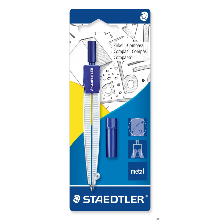 Cyrkiel szkolny z etui na grafity, blister, Staedtler S 550 50 BK