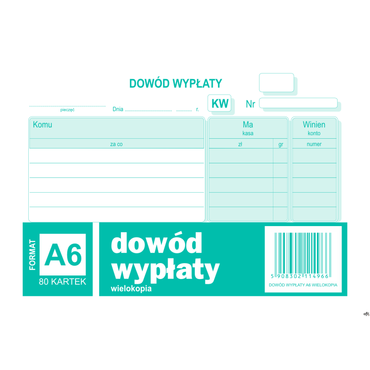 Dowód Wypłaty KW, A6 80 kartek, 10-402-5 DOTTS