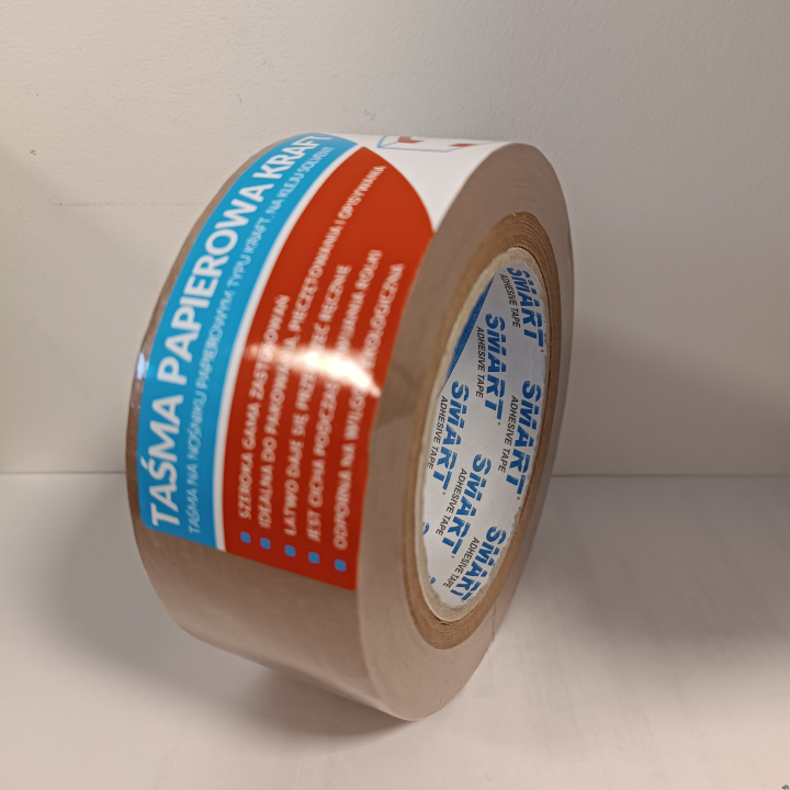Taśma_pakowa papierowa brązowa 48mmx50m KRAFT, klej SOLVENT, SMART