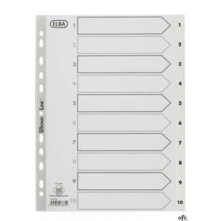 Przekładki numeryczne A4 MAXI 1-10, białe, polipropylenowe, OXFORD 100204765
