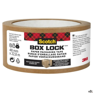 Taśma pakowa SCOTCH®Box Lock, papierowa, 48mm x 22,8m, 1szt., brązowa 7100292556