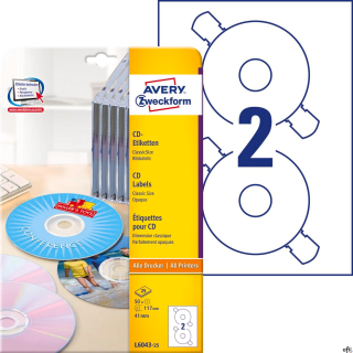 Etykiety na płyty CD L6043-25 Q117 25 ark. Avery Zweckform