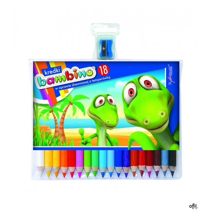 Kredki BAMBINO 18kol.w drewnie 15 cm + temperówka  0348