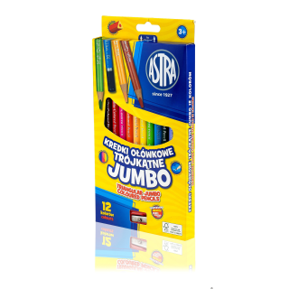 Kredki ołówkowe trójkątne jumbo Astra 12 kolorów, 312110007