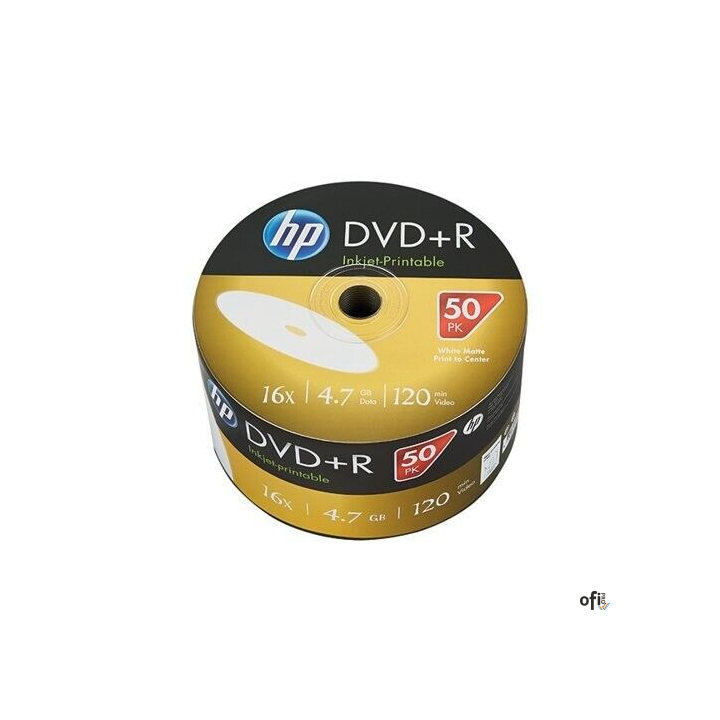 Płyta HP DVD+R 4.7GB 16x (50szt) SPINDEL, bulk WHITE INKJET PRINTABLE do nadruku DRE00070WIP