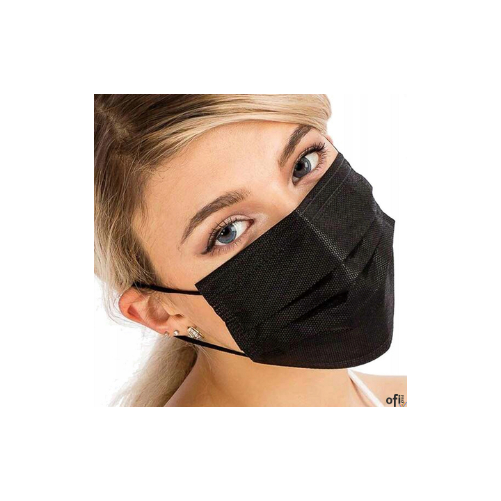 Maseczki ochronna 50szt czarna 3-warstwy CE GB/T 32610-2016