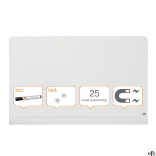 Szklana tablica Nobo Impression Pro z zaokrąglonymi rogami 1260x710mm, lśniąca biel