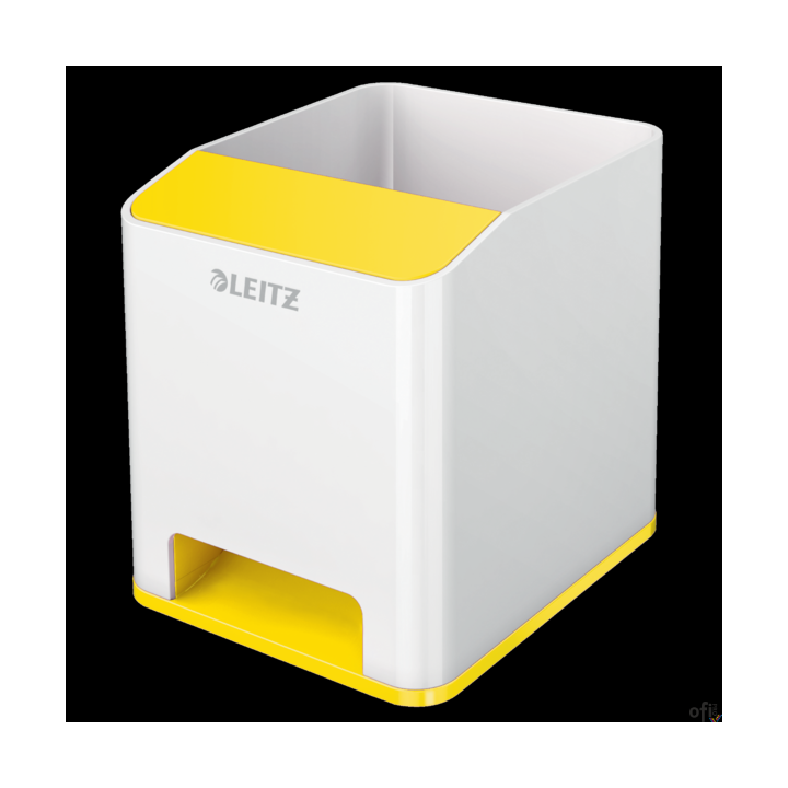 Kubek na długopisy Leitz WOW ze wzmacniaczem dźwięku, żółty 53631016
