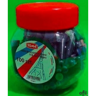 Naboje atramentowe, niebieskie, słoik 100 szt. niebieski TO-611 02 Toma