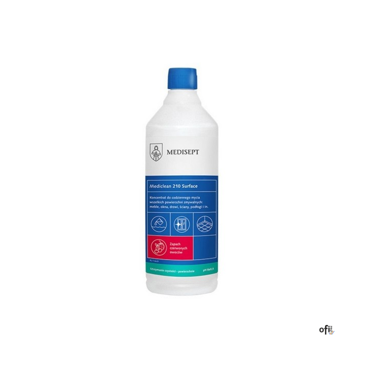 MEDICLEAN 210 Surface Uniwersalny koncentrat do mycia wszelkich powierzchni wodoodpornych 1l (czerwone owoce)