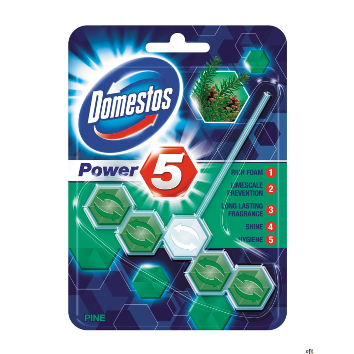 DOMESTOS Zawieszka do toalety KOSTKA POWER5 PINE 55g 05031