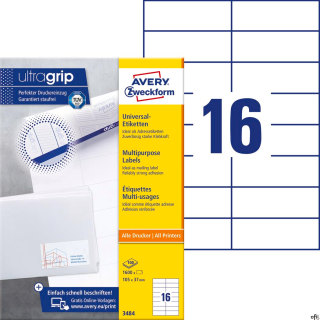 Trwałe etykiety uniwersalne 3484 105 x 37 100ark Avery Zweckform