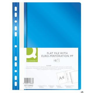 Skoroszyt Q-CONNECT, PP, A4, standard, 120/170mikr., wpinany, niebieski KF15663