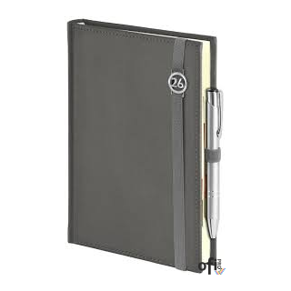 Kalendarz Piko z gumką szary z ażurową datówką B5 tygodniowy z notesem WOKÓŁ NAS