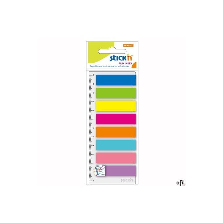 Zakładki indeksujące neon 8x 25szt.+Linijka STICKN 21345