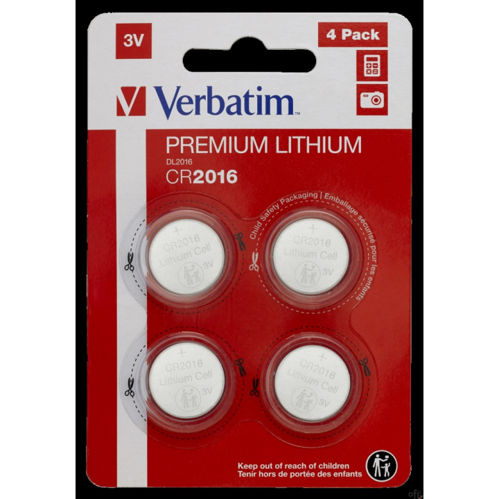 Baterie VERBATIM LITHIUM CR2016 3V BLISTER 4szt. 49531
