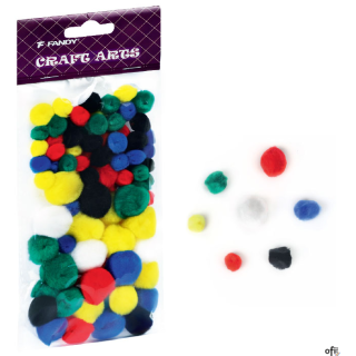 Pompony kolorowe miks, 78 szt. FANDY 171805 170-2543