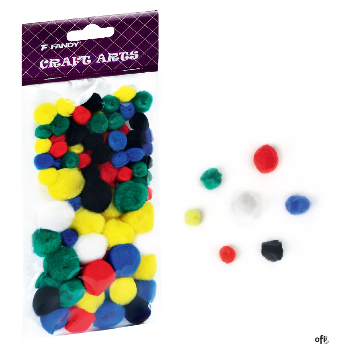 Pompony kolorowe miks, 78 szt. FANDY 171805 170-2543