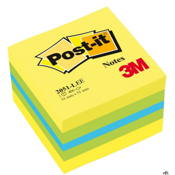 Mini Kostka samoprzylepna POST-IT (2051L), 51x51mm, 1x400 kart., cytrynowa UU009543115 3M