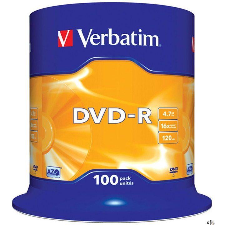 Płyta DVD-R VERBATIM CAKE (100) Matt Silver 4.7GB x16 43549
