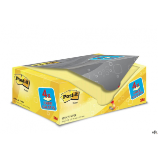Bloczek samoprzylepny POST-IT_ (655CY-VP20), 127x76mm, (16+4)x100 kart., żółte, 4 bloczki GRATIS