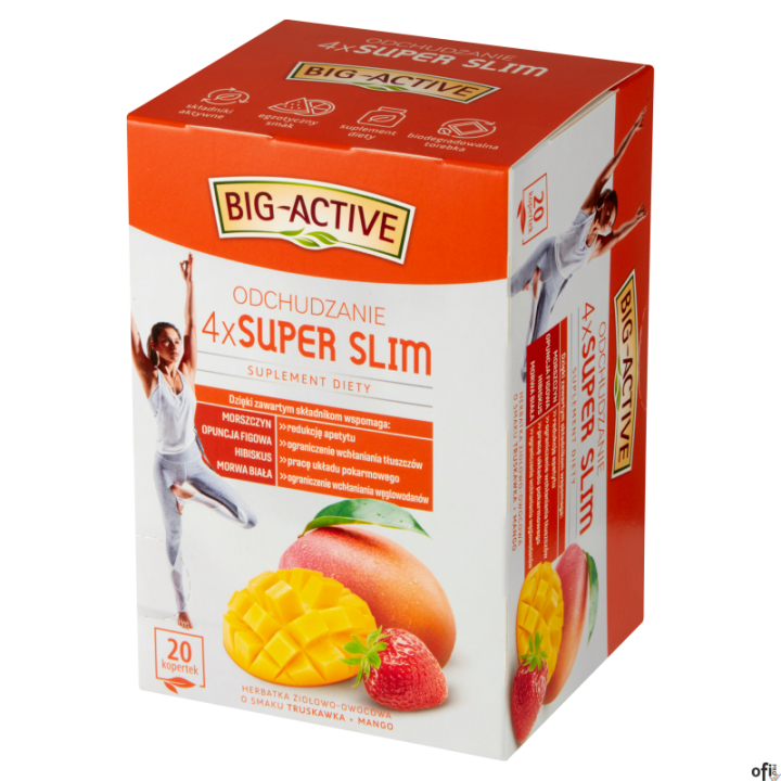 Herbata BIG-ACTIVE Suplement Diety 4x Super Slim 20x2g truskawka i mango