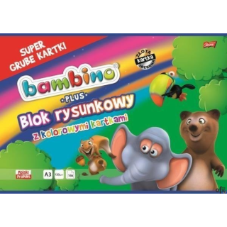 Blok rysunkowy z kolorowymi kartkami A3 16 kartek bambino plus, 120g/m2 ST.MAJEWSKI (X)