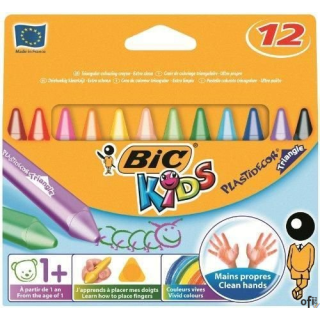 Kredki świecowe BIC Kids Plastidecor Triangle 12 kolorów, 8297733