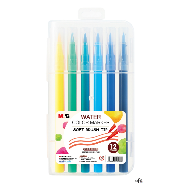 Pisak artystyczny pędzelkowy 1-4 mm, wodny, zestaw 12 kolorów, MG MG ACP92167