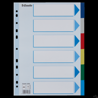 Przekładki plastikowe z PP A4 Esselte, 6 kart, , 15260
