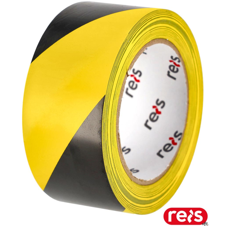 Taśma ostrzegawcza żółto-czarna 50mm x 33m REIS samoprzylepna TASO-WRG YB