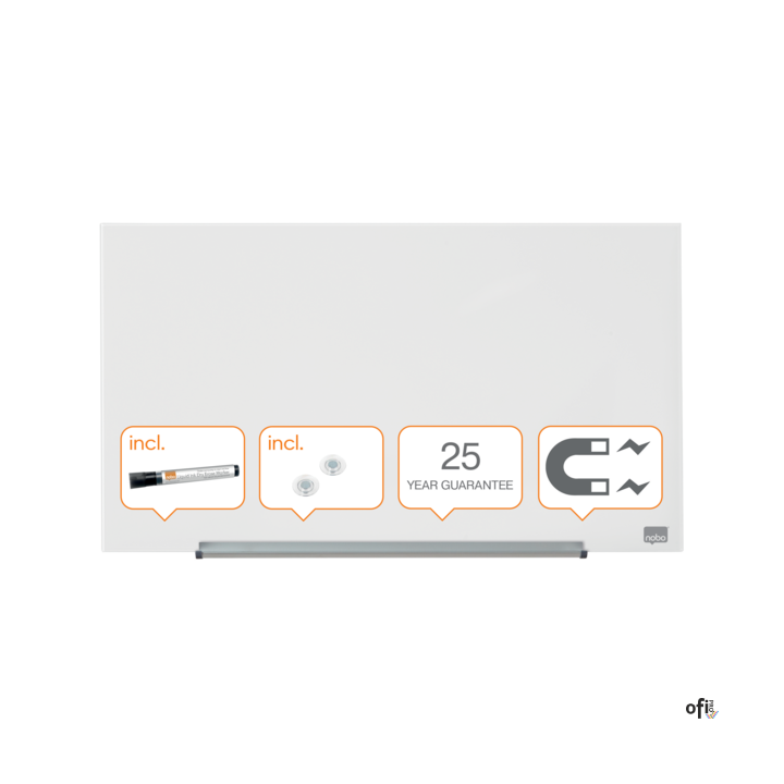Szklana tablica Nobo Impression Pro 680x380mm, lśniąca biel 1905175