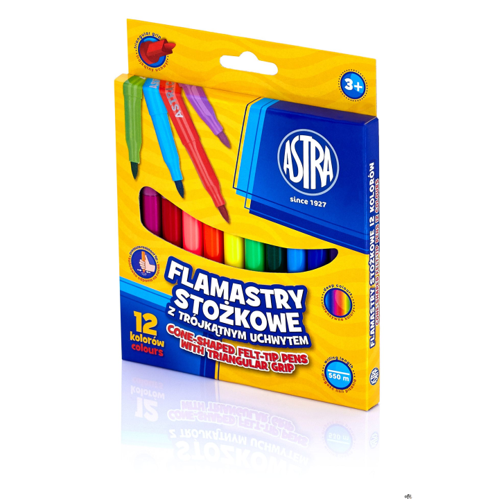 Flamastry Astra stożkowe 12 kolorów, 314110003