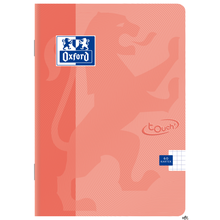 Zeszyt TOUCH PASTEL A5 60k 90g kratka z marginesem koral 400151700 OXFORD
