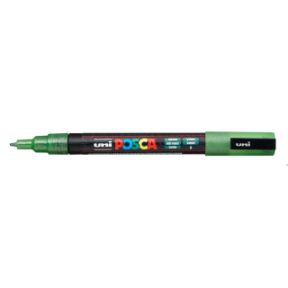 Marker z tuszem pigmentowym PC-3ML brokatowy zielony POSCA UNPC3ML/DZI