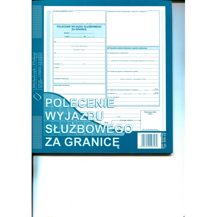 505-2Z Polecenie wyjazdu służbowego za granicę 2/3 A4