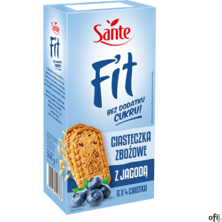 Ciasteczka zbożowe z jagodą Fit bez cukru (6x4szt.) 300g SANTE